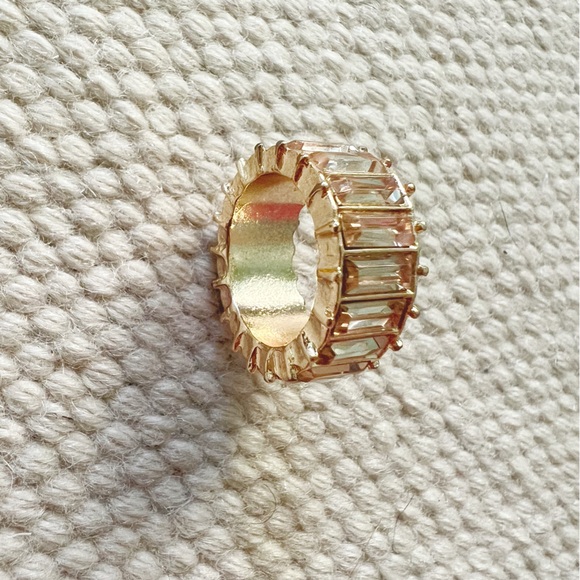 Anthropologie Baguette CZ Chunky Bold Glam Cocktail Ring Holiday Sparkly 5/5.5 - Picture 4 of 6